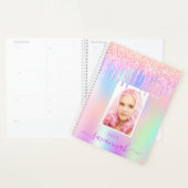 Roze paarse foto holografische naam planner (Display)