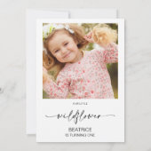 Roze Paarse Foto Terug Wildflower 1e Verjaardag Kaart (Achterkant)