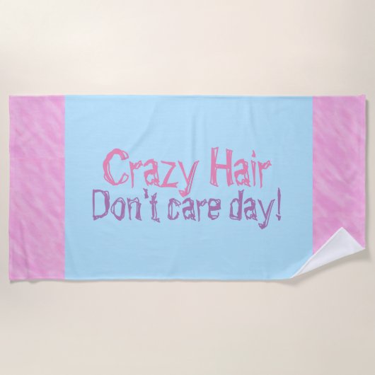 Roze Paarse Funny Hair Beach Handdoeken (Voorkant)