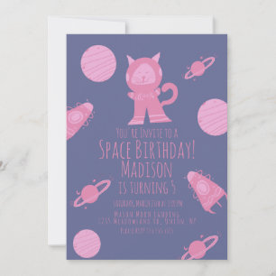 Roze Paarse Galaxy Verjaardagsuitnodiging Space Ca Kaart