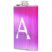 Roze - Paarse Geborsteld Metaal Monogram Naam Heupfles (Links)