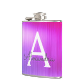 Roze - Paarse Geborsteld Metaal Monogram Naam Heupfles (Links)