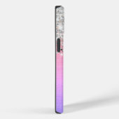 Roze Paarse Geborsteld Metaal Zilver Glitter Monog Case-Mate iPhone Case (Achterkant / Rechts)