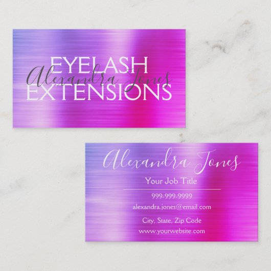 Roze Paarse geborstelde metalen Eyelash-uitbreidin Visitekaartje (Voorkant / Achterkant)