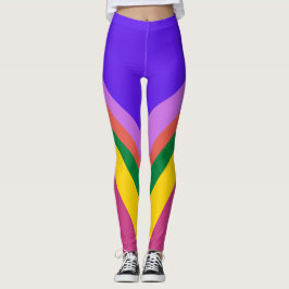 Roze paarse & geel Abstract kleurenblok Leggings