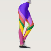 Roze paarse & geel  Abstract kleurenblok Leggings (Rechts)
