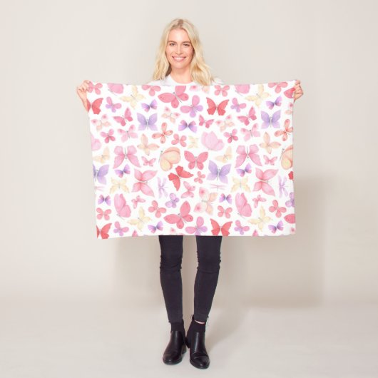 Roze Paarse geel Butterflies Baby Fleece Deken (In situ)