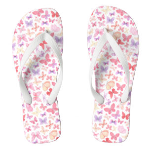 Roze Paarse geel Butterflies Pastel-kleuren Teenslippers