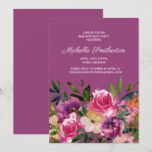 Roze Paarse geel Floral 80th Birthday Kaart (Voorkant / Achterkant)