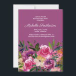 Roze Paarse geel Floral 80th Birthday Kaart<br><div class="desc">Elegant 80e verjaardagsfeest voor vrouwen met kleurrijke roze,  paarse en gele waterverf bloemen en bladeren op een paarse achtergrond. Neem contact met mij op voor hulp bij aanpassingen of voor het aanvragen van matching of het coördineren van Zazzle-producten.</div>