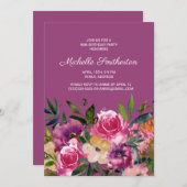 Roze Paarse geel Floral 90e verjaardag Kaart (Voorkant / Achterkant)