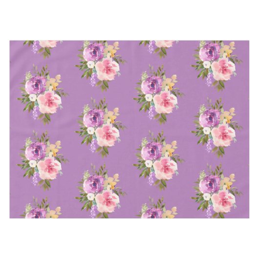 Roze Paarse geel Florence Waterverf Tablecloth Tafelkleed (Voorkant (Horizontaal))