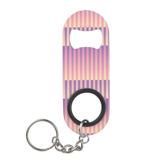 Roze Paarse geel gestreepte patroon Mini Flessenopener (Voorkant)