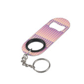 Roze Paarse geel gestreepte patroon Mini Flessenopener (Achterkant Gekanteld)