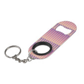 Roze Paarse geel gestreepte patroon Mini Flessenopener (Voorkant Gekanteld)