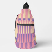 Roze Paarse geel gestreepte patroon Sling Bag (Voorkant)