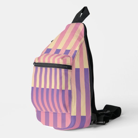 Roze Paarse geel gestreepte patroon Sling Bag (Rechterhoek)