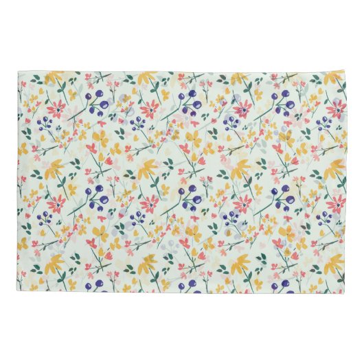 Roze Paarse Geel Groen elegant Bloemenpatroon Kussensloop (Achterkant)