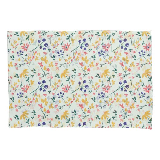 Roze Paarse Geel Groen elegant Bloemenpatroon Kussensloop (Voorkant)