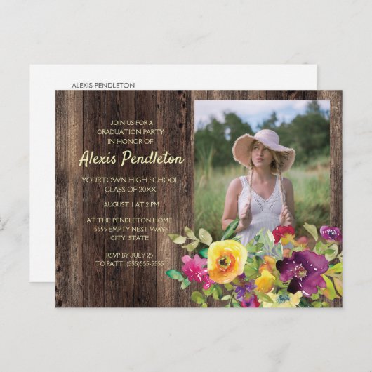 Roze Paarse geelgrint Uitnodiging Briefkaart (Voorkant / Achterkant)