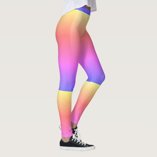 Roze Paarse geelstripe Leggings (Rechts)