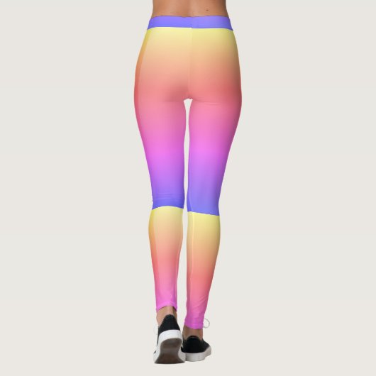 Roze Paarse geelstripe Leggings (Achterkant)