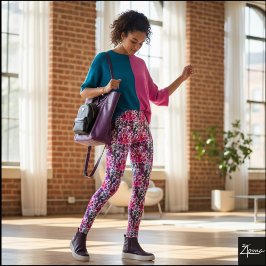 Roze Paarse Gefilterd Drukke Hond Patroon Leggings