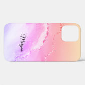 Roze, Paarse & Gele Agaat, DIY Script Naam Zwart Case-Mate iPhone Case (Achterkant (horizontaal))