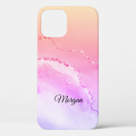 Roze, Paarse & Gele Agaat, DIY Script Naam Zwart Case-Mate iPhone Case