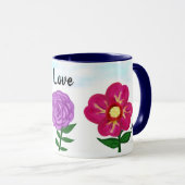 Roze Paarse Gele Bloemen Liefde Mok (Voorkant rechts)