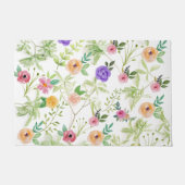 Roze Paarse Gele Bloemen Shabby Chic Deurmat (Voorkant)