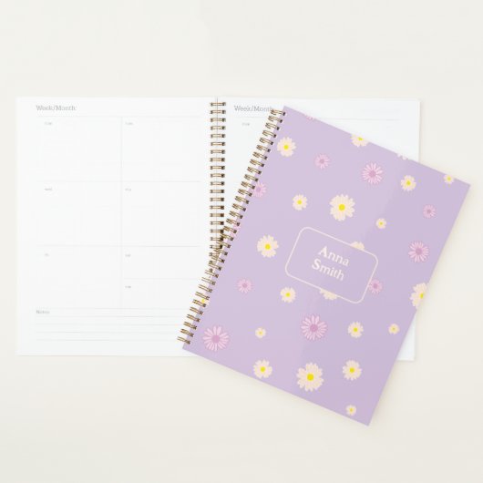 Roze Paarse Gele Daisies_ Floral Pattern Script Planner (Display)