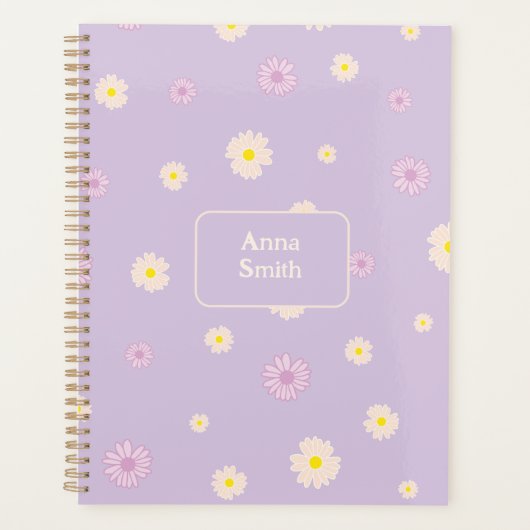 Roze Paarse Gele Daisies_ Floral Pattern Script Planner (Voorkant)