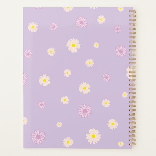 Roze Paarse Gele Daisies_ Floral Pattern Script Planner (Achterkant)