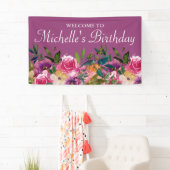 Roze Paarse Gele Floral Aangepast Birthday Welkom Spandoek (Insitu)
