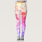 Roze Paarse Gele Floral Toile Leggings (Voorkant)