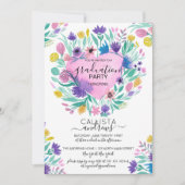 Roze Paarse gele hartbloemen laten Afstuderen Kaart (Voorkant)