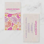 Roze Paarse & Gele Paisley Ham Pattern Design Visitekaartje (Voorkant / Achterkant)