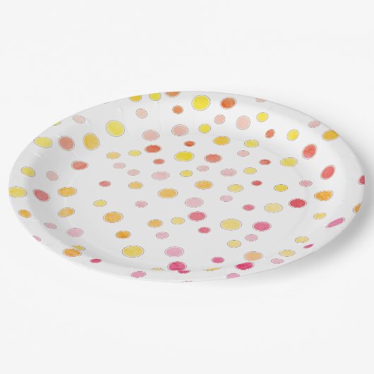 Roze Paarse gele poka Dots Party Papieren Bordje (Gekanteld)