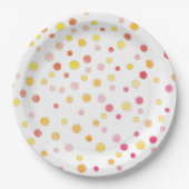 Roze Paarse gele poka Dots Party Papieren Bordje (Voorkant)