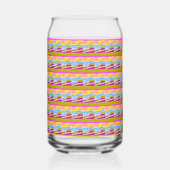 Roze Paarse Gele Sunset Boat Blue Waves Blikvorm Glas (Achterkant)