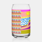 Roze Paarse Gele Sunset Boat Blue Waves Blikvorm Glas (Rechts)