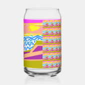 Roze Paarse Gele Sunset Boat Blue Waves Blikvorm Glas (Links)