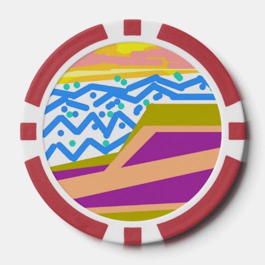 Roze Paarse Gele Sunset Yacht Poker Chips (Voorkant)