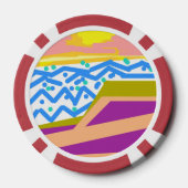 Roze Paarse Gele Sunset Yacht Poker Chips (Achterkant)