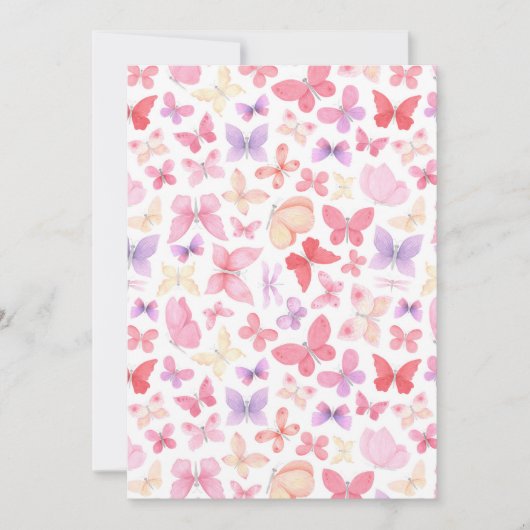 Roze Paarse Gele Vlinders Bedankkaart (Voorkant)