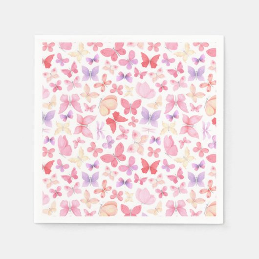 Roze Paarse Gele Vlinders Feest Servet (Voorkant)