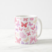 Roze Paarse Gele Vlinders Koffiemok (Voorkant rechts)