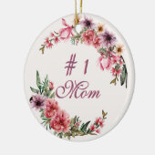 Roze Paarse Gele Waterverf Bloemen - #1 Mam Keramisch Ornament (Links)