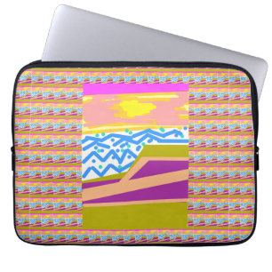 Roze Paarse Gele Zonsondergang Jacht Laptop Sleeve